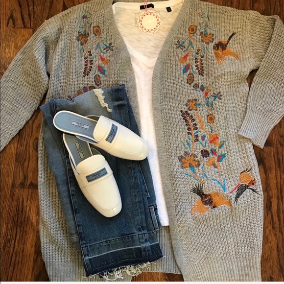 ❤️1 M❤️Embroidered Sweater Cardigan Long Sleeve - Picture 2 of 6